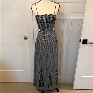 Commense Elegant Black and White Gingham Dress